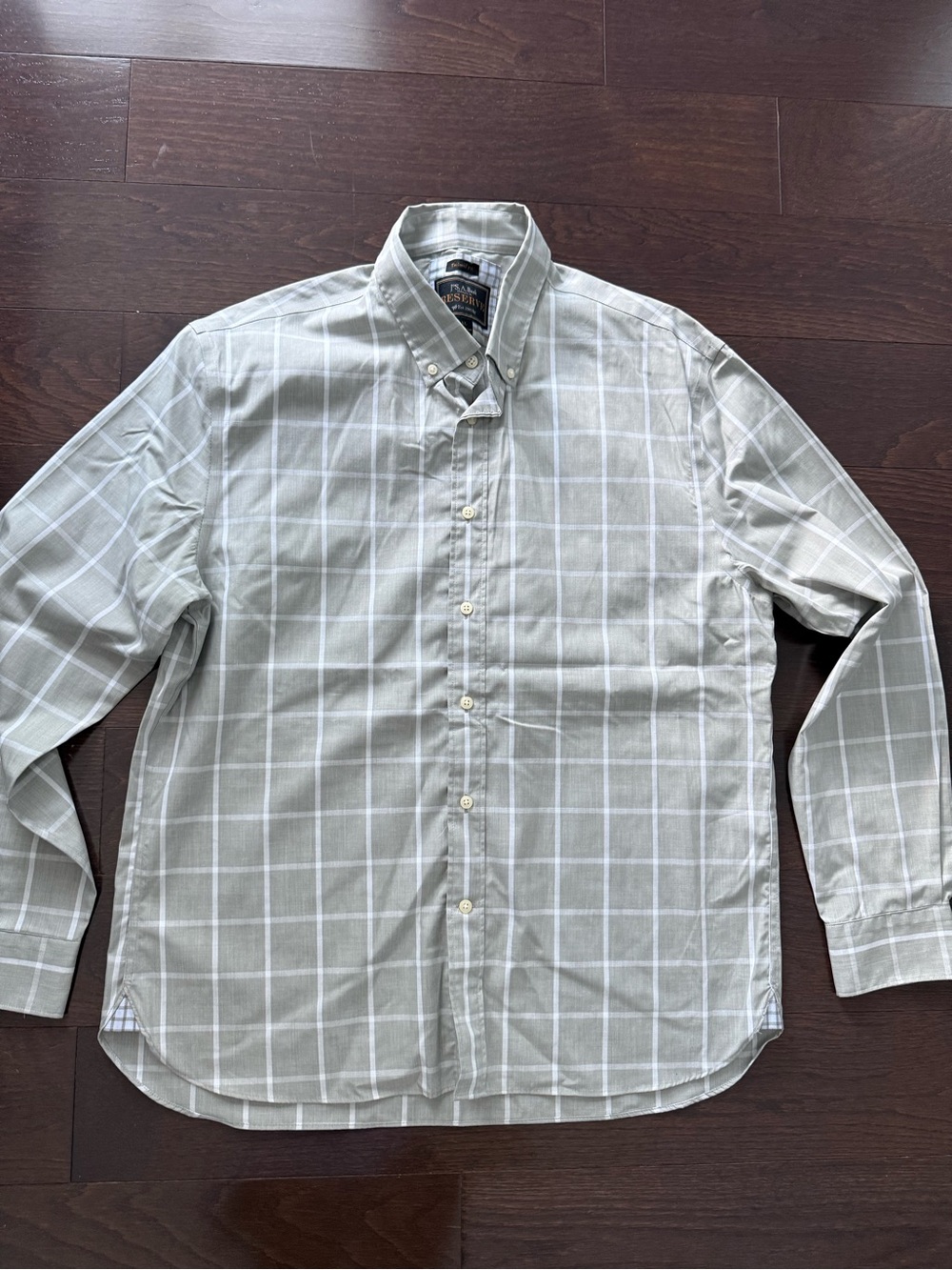 Jos. A. Bank Light Gray Plaid Button-Down Shirt